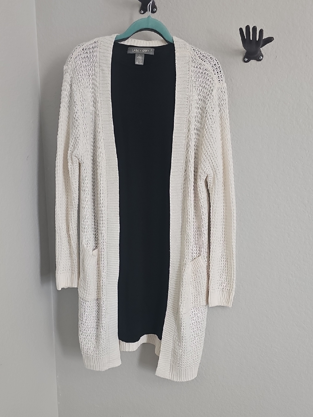 Open-Front Cream Knit Cardigan & Teeshirt Dress